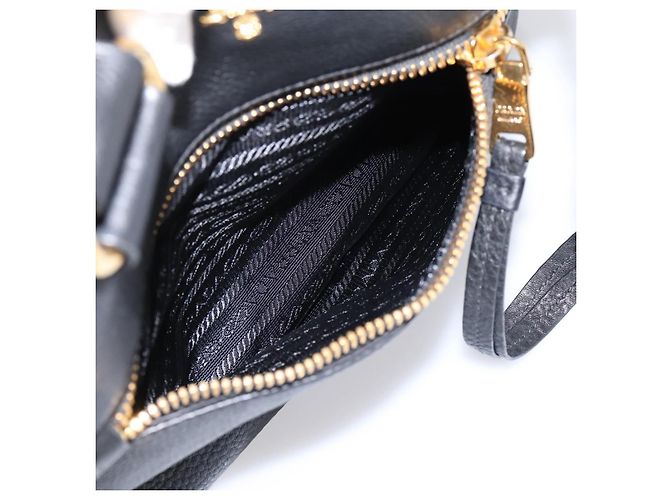 Bolsa PRADA em couro 2way Preta Dourada BN2793 Auth am12660V Preto Dourado - vista 26