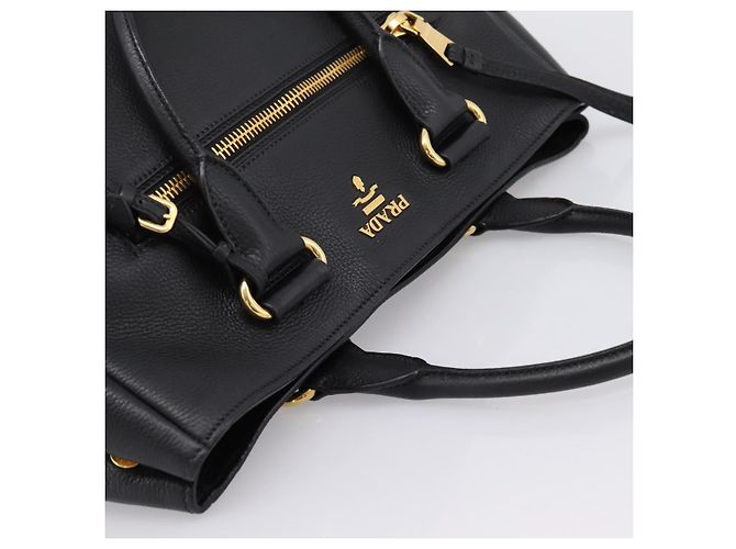 Bolsa PRADA em couro 2way Preta Dourada BN2793 Auth am12660V Preto Dourado - vista 6