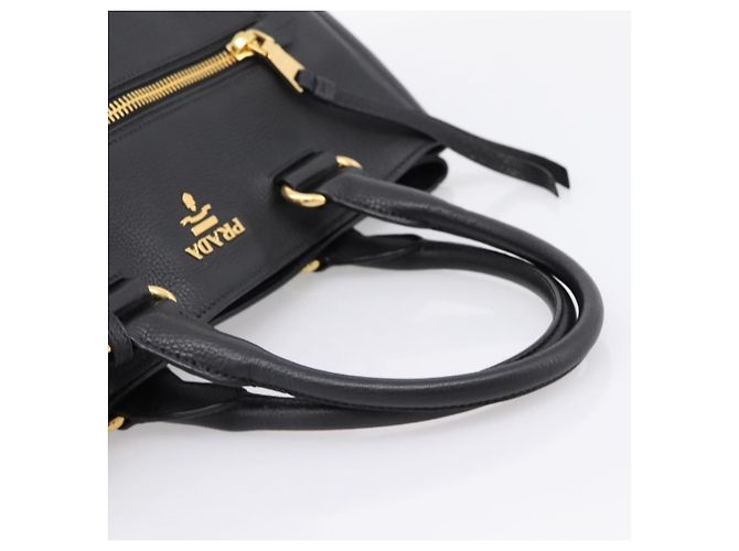 Bolsa PRADA em couro 2way Preta Dourada BN2793 Auth am12660V Preto Dourado - vista 7