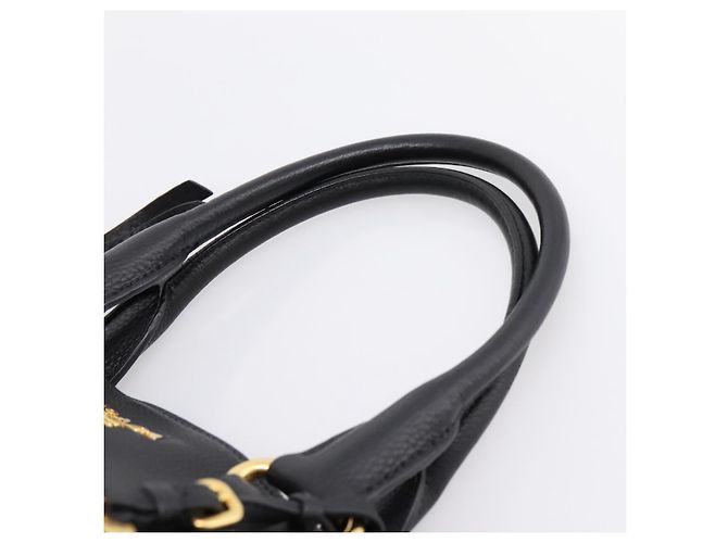 Bolsa PRADA em couro 2way Preta Dourada BN2793 Auth am12660V Preto Dourado - vista 8