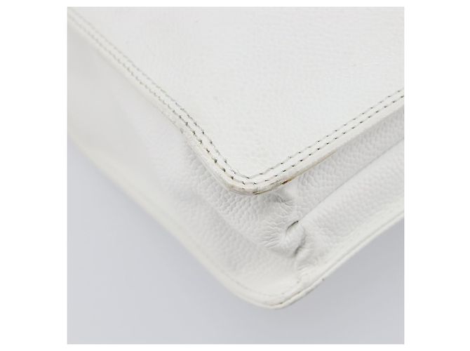 Borsa a mano CHANEL COCO Mark Wood Pelle Caviar White Gold CC Auth 201487V Bianco D'oro - vista 14