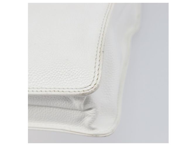 Borsa a mano CHANEL COCO Mark Wood Pelle Caviar White Gold CC Auth 201487V Bianco D'oro - vista 15