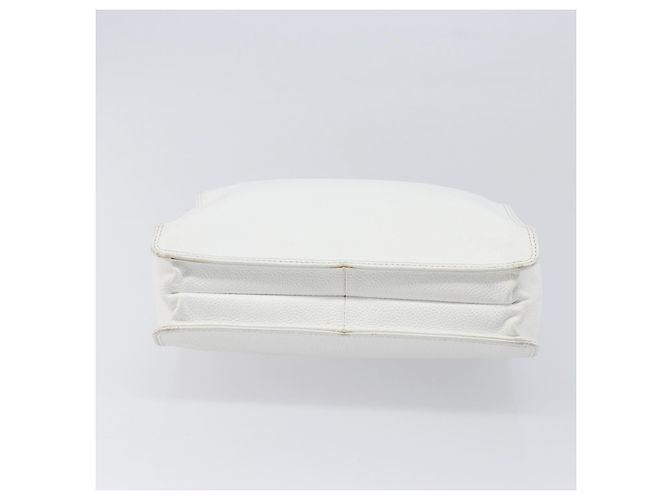 Borsa a mano CHANEL COCO Mark Wood Pelle Caviar White Gold CC Auth 201487V Bianco D'oro - vista 5
