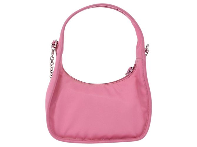 Bolsa de mão PRADA Nylon Pink Silver Auth 204035V Prata Rosa - vista 2