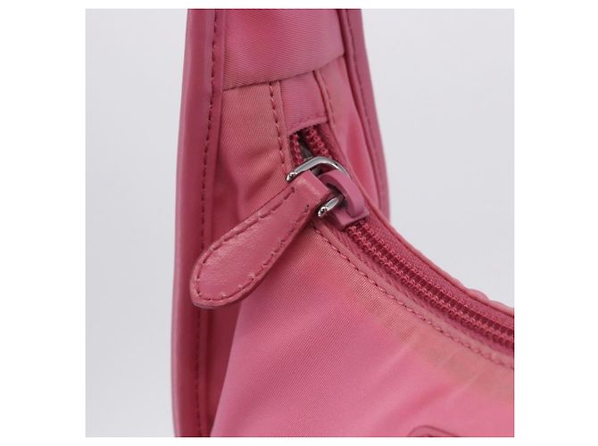 Bolsa de mão PRADA Nylon Pink Silver Auth 204035V Prata Rosa - vista 23
