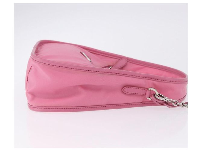 Bolsa de mão PRADA Nylon Pink Silver Auth 204035V Prata Rosa - vista 3