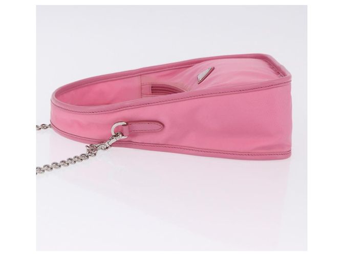 Bolsa de mão PRADA Nylon Pink Silver Auth 204035V Prata Rosa - vista 4