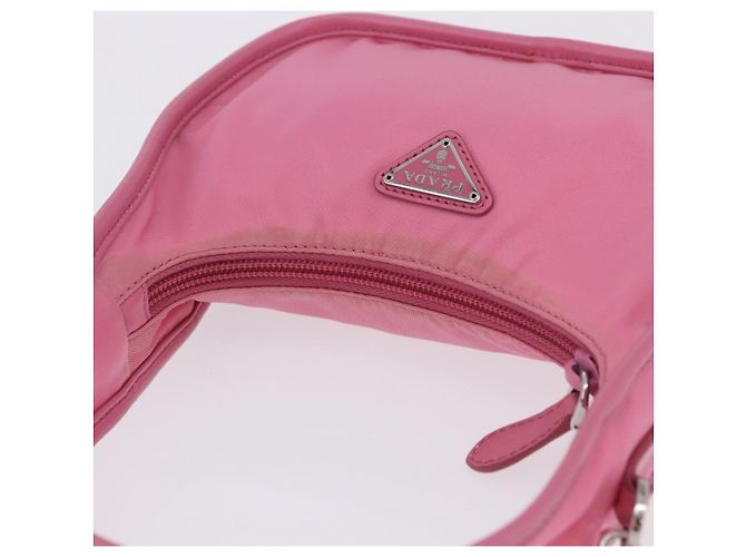 Bolsa de mão PRADA Nylon Pink Silver Auth 204035V Prata Rosa - vista 6