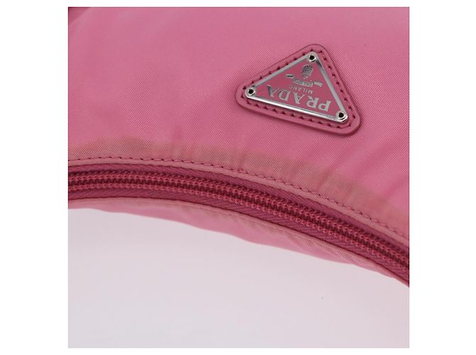 Bolsa de mão PRADA Nylon Pink Silver Auth 204035V Prata Rosa - vista 7