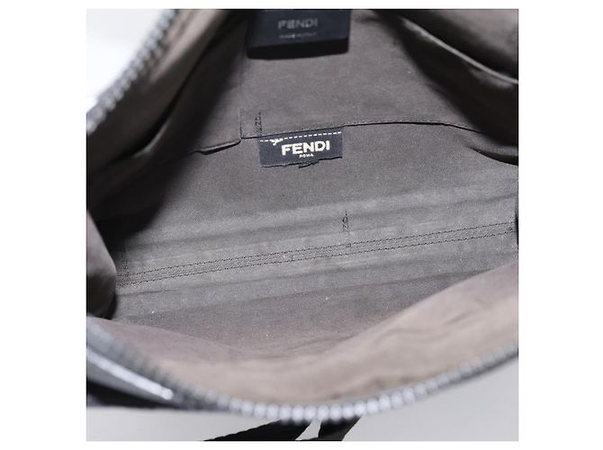 Borsa a tracolla FENDI Zucca Canvas PVC Nero Argento Auth 204826A - vista 11