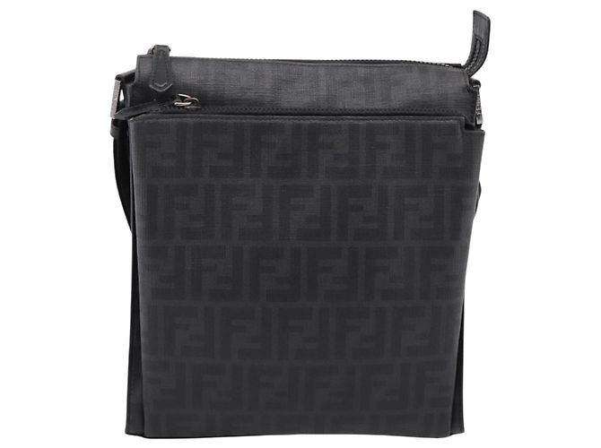 Borsa a tracolla FENDI Zucca Canvas PVC Nero Argento Auth 204826A - vista 13