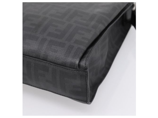 Borsa a tracolla FENDI Zucca Canvas PVC Nero Argento Auth 204826A - vista 14