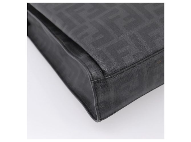 Borsa a tracolla FENDI Zucca Canvas PVC Nero Argento Auth 204826A - vista 15