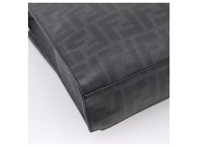 Borsa a tracolla FENDI Zucca Canvas PVC Nero Argento Auth 204826A - vista 17