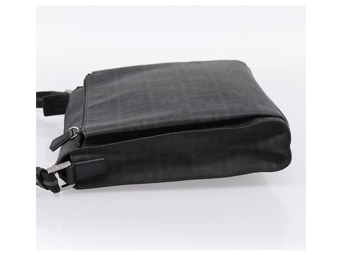 Borsa a tracolla FENDI Zucca Canvas PVC Nero Argento Auth 204826A - vista 3