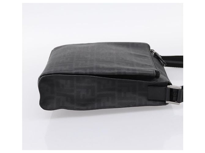 Borsa a tracolla FENDI Zucca Canvas PVC Nero Argento Auth 204826A - vista 4