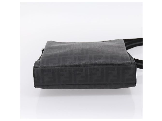 Borsa a tracolla FENDI Zucca Canvas PVC Nero Argento Auth 204826A - vista 5