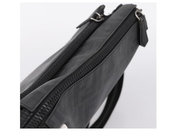 Borsa a tracolla FENDI Zucca Canvas PVC Nero Argento Auth 204826A - vista 6