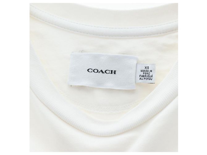 Camiseta de manga corta Coach Signature de algodón XS Blanco Auth 203738M - vista 13