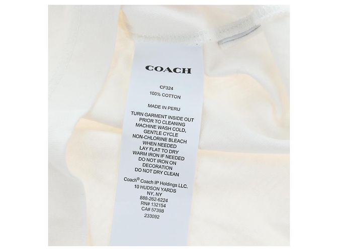 Camiseta de manga corta Coach Signature de algodón XS Blanco Auth 203738M - vista 15