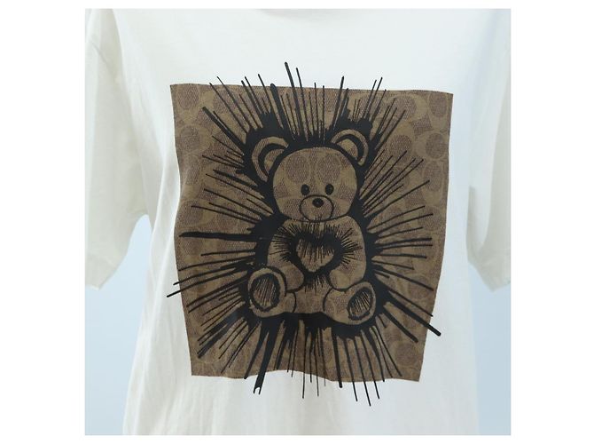 Camiseta de manga corta Coach Signature de algodón XS Blanco Auth 203738M - vista 6