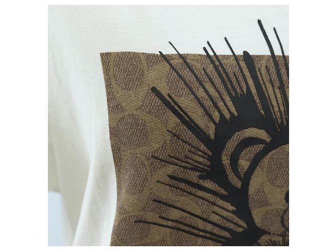 Camiseta de manga corta Coach Signature de algodón XS Blanco Auth 203738M - vista 7