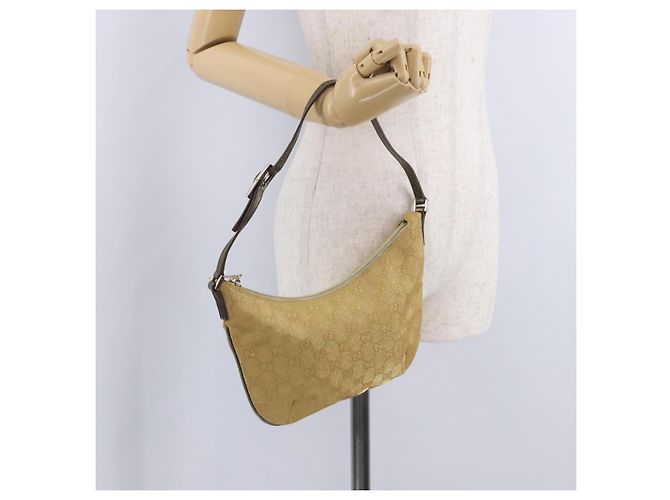Borsa a tracolla GUCCI GG Canvas Beige Oro 005 0813 Auth 204158 D'oro - vista 24