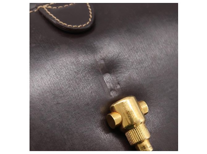 Bolsa de mão GUCCI em couro marrom e dourado Auth LN133V - vista 10
