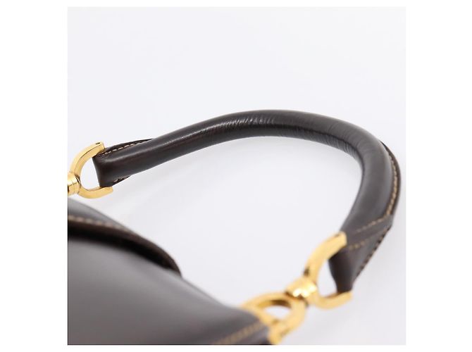 Bolsa de mão GUCCI em couro marrom e dourado Auth LN133V - vista 14