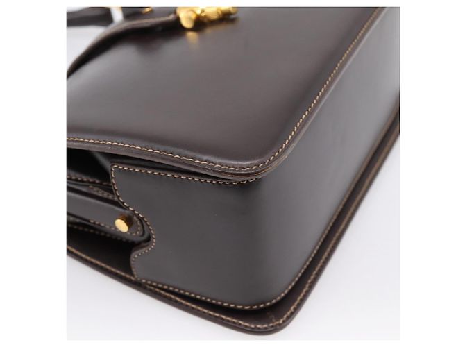 Bolsa de mão GUCCI em couro marrom e dourado Auth LN133V - vista 15