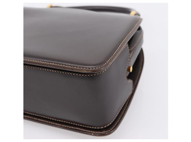 Bolsa de mão GUCCI em couro marrom e dourado Auth LN133V - vista 16