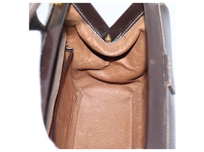 Bolsa de mão GUCCI em couro marrom e dourado Auth LN133V - vista 19