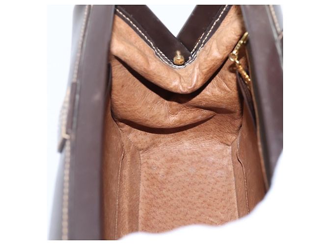Bolsa de mão GUCCI em couro marrom e dourado Auth LN133V - vista 20