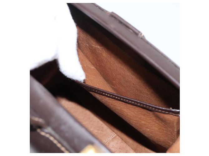 Bolsa de mão GUCCI em couro marrom e dourado Auth LN133V - vista 22