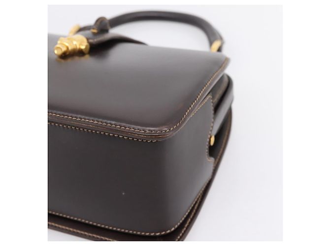 Bolsa de mão GUCCI em couro marrom e dourado Auth LN133V - vista 8
