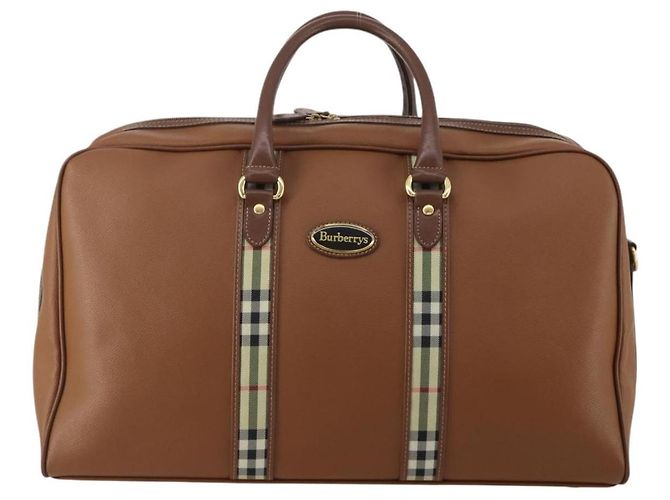 Borsa Boston Burberrys in pelle marrone tono oro Auth 201252A - vista 13