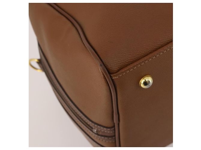 Borsa Boston Burberrys in pelle marrone tono oro Auth 201252A - vista 14