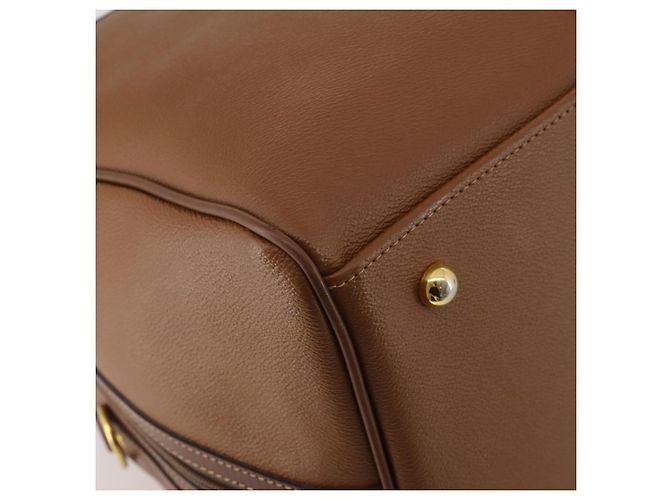 Borsa Boston Burberrys in pelle marrone tono oro Auth 201252A - vista 16