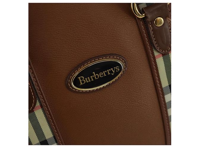 Borsa Boston Burberrys in pelle marrone tono oro Auth 201252A - vista 17