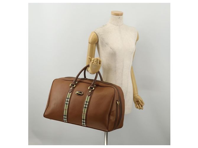Borsa Boston Burberrys in pelle marrone tono oro Auth 201252A - vista 23