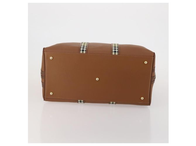 Borsa Boston Burberrys in pelle marrone tono oro Auth 201252A - vista 5