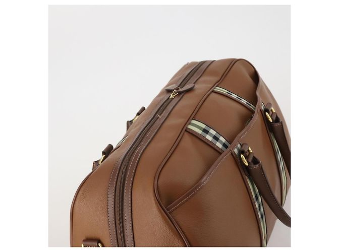 Borsa Boston Burberrys in pelle marrone tono oro Auth 201252A - vista 6