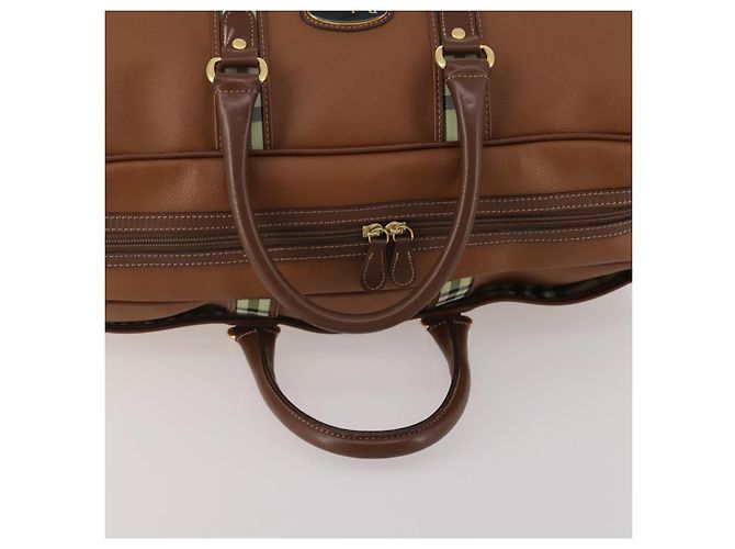 Borsa Boston Burberrys in pelle marrone tono oro Auth 201252A - vista 7