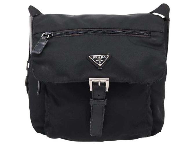 Bolso de Hombro PRADA Nylon Black Silver Auth ki6826 Negro Plata - vista 13