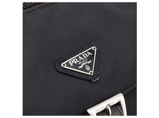 Bolso de Hombro PRADA Nylon Black Silver Auth ki6826 Negro Plata - vista 20