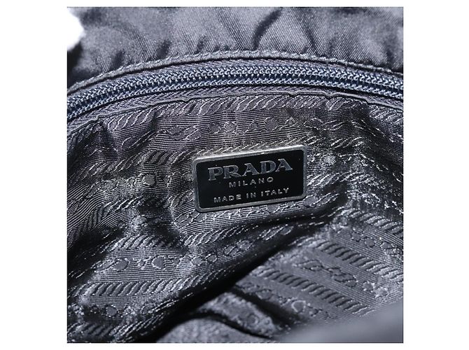 Bolso de Hombro PRADA Nylon Black Silver Auth ki6826 Negro Plata - vista 22
