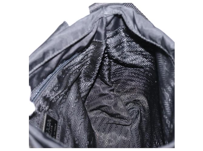 Bolso de Hombro PRADA Nylon Black Silver Auth ki6826 Negro Plata - vista 23
