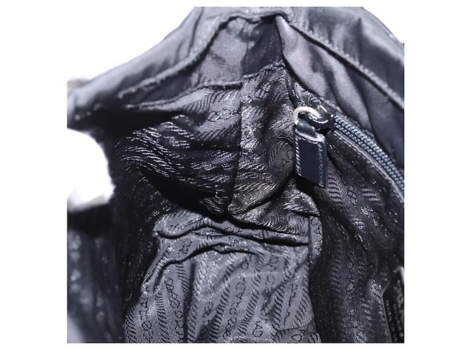 Bolso de Hombro PRADA Nylon Black Silver Auth ki6826 Negro Plata - vista 24