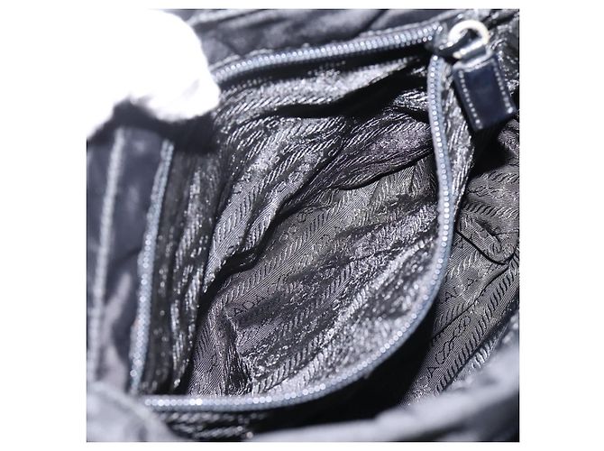 Bolso de Hombro PRADA Nylon Black Silver Auth ki6826 Negro Plata - vista 26