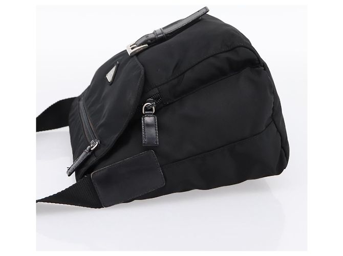 Bolso de Hombro PRADA Nylon Black Silver Auth ki6826 Negro Plata - vista 3